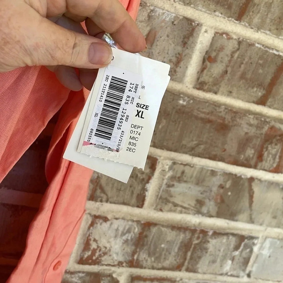 Westbound Coral 100% Linen Long Sleeved Button Down Shirt NWT - Picture 4 of 12